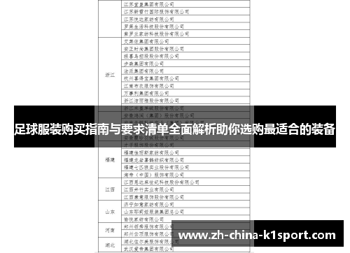 足球服装购买指南与要求清单全面解析助你选购最适合的装备
