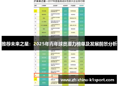 推荐未来之星：2025年青年球员潜力榜单及发展前景分析